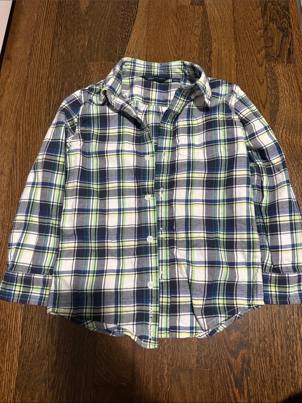 Boys Janie and Jack Button-Up Shirt in Navy, White & Green